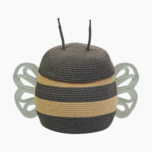 Lorena Canals Basket Mama Bee - Black, 1' X 1' 1"