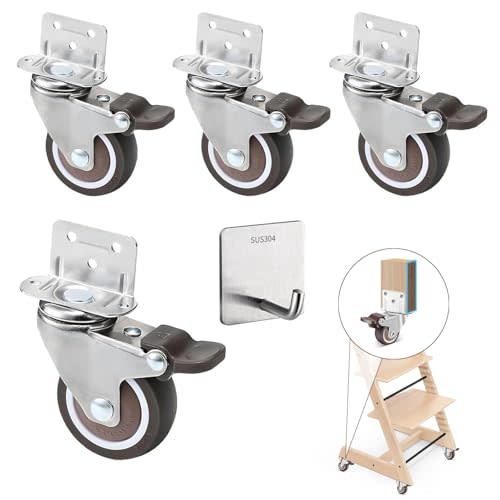 Stokke Tripp Trapp High Chair Booster Base Wheel Kit with Safety Locks, 360° Rotation, Counter Height Riser & Universal Boost Seat Replacement Parts (4 Pcs)​