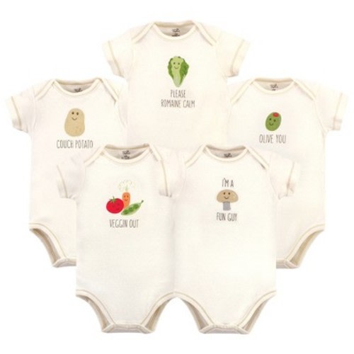 Touched by Nature Organic Cotton Bodysuits 5pk, Mushroom, Size: 0-3 months