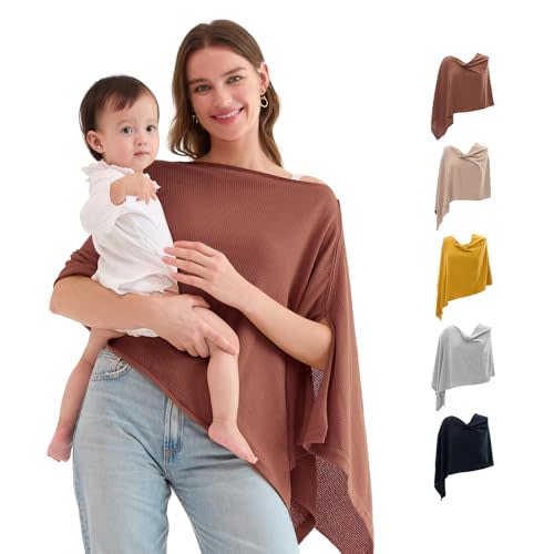 Momcozy Nursing Cover for Breastfeeding, Breathable Soft Privacy Poncho, Multi-Use Nursing Shawl, Portable Breast Feeding Covers for Women, Includes Laundry Bag