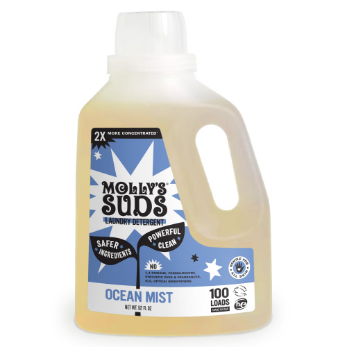 Molly's Suds Natural Liquid Laundry Detergent | High Efficiency (HE) | Ocean Mist - 100 Loads