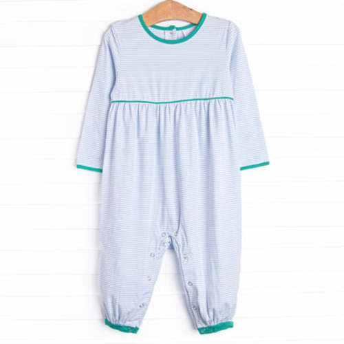 Charles Romper, Jade Green and Blue Stripe – Stitchy Fish