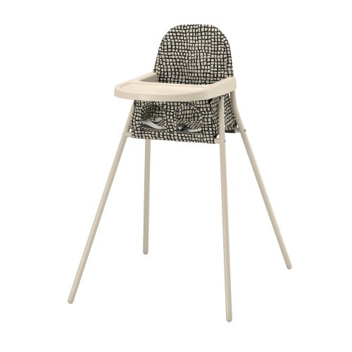 SANDKATT High chair with tray - beige/anthracite
