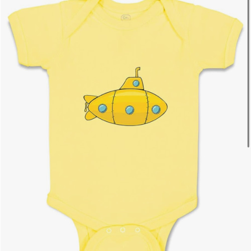 Cute Rascals Custom Boy & Girl Baby Bodysuit Submarine Funny Cotton Baby Clothes Yellow Design Only 6 Months