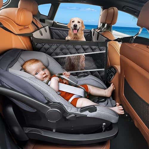 MIXJOY Dog Car Seat For Large Medium Dogs, Back Seat Extender for Dogs, Waterproof Dog Carseat, Dog Car Seat Medium Sized Dog, Car Hammock for Dogs-Storage Pocket, Pet Seat Cover for Cars/SUV/Truck(L)