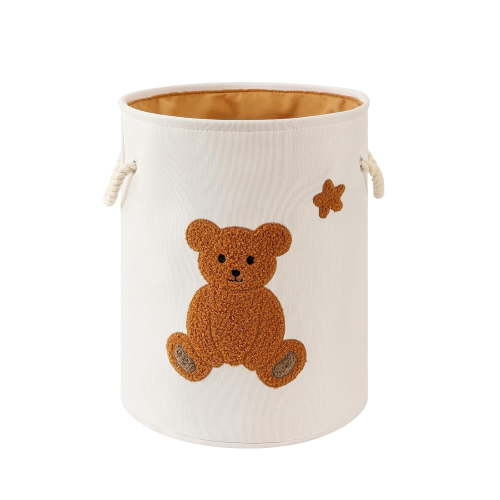 Kids Laundry Basket Nursery Hamper Baby Laundry Basket Stuffed Animal Toys Storage Baskets for Toddler Room Decor, Dirty Clothes Hampers with Drawstring Closure for Bedroom/Living Room/Nursery, Bear
