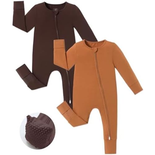 JunNeng Viscose from Bamboo Sleeper with Mittens, 2 Way Zipper Baby Boy Pajamas, Non Slip Sleep'N Play Romper