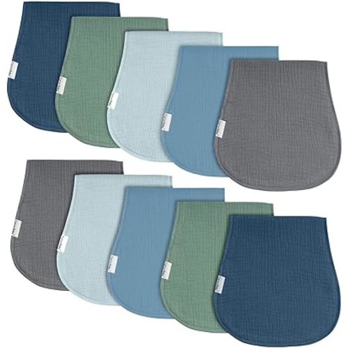 Muslin Burp Cloths for Baby,Organic Burping Cloths for Babies Boys Girls,Spit Up Rags Extra Soft and Absorbent 10 Pack
