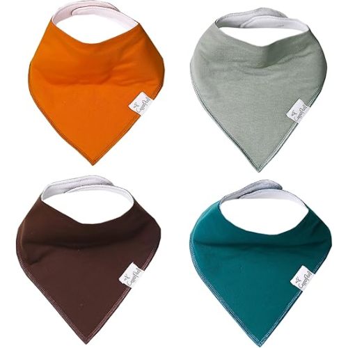 Copper Pearl Baby Bandana Bibs - 4 Pack Soft Cotton Baby Bibs for Drooling and Teething, Absorbent Drool Bibs for Baby Girl and Boy, Adjustable to Fit Newborns to Toddlers, Tons of Styles (Blaze)
