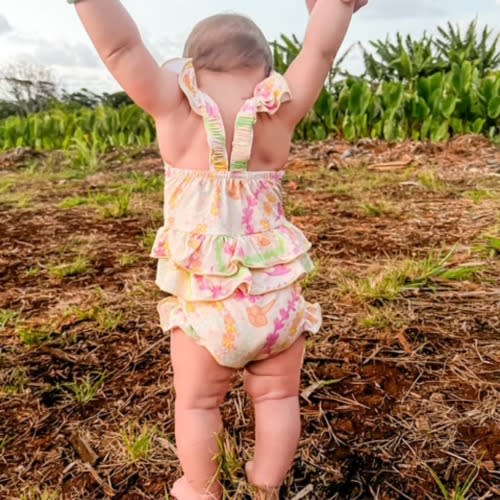 Lei Day in Sand Ruffle Bamboo Romper