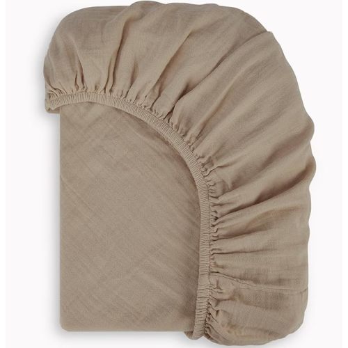 Bioweaves Organic Cotton Muslin Mini Crib Sheet, GOTS Certified Fitted Mini Crib Mattress Sheet, Extra Soft & Breathable for Toddler, Baby Boys & Girls, 38" x 24", 5 Inch Pocket, Irish Cream