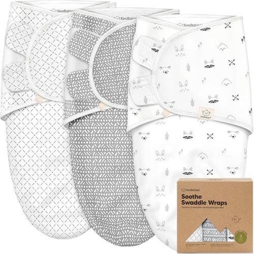 KeaBabies 3-Pack Organic Baby Swaddle Sleep Sacks - Newborn Swaddle Sack, Ergonomic Baby Swaddles 0-3 Months, Swaddles for Newborns,Baby Sleep Sack, Baby Swaddle Blanket Wrap,Baby Essentials(Nordic) - One Size
