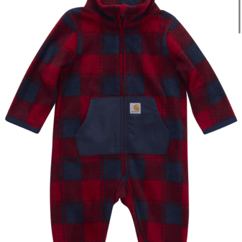 Carhartt Infant Boys' Plaid Print Long Sleeve Zip-Up Onesie