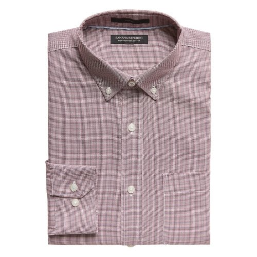 Slim-Fit Non-Iron Dress Shirt with Button-Down Collar