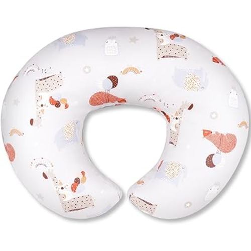 Nursing Pillow, Breastfeeding Pillows with Standard Size Removable Cover, Breast Feeding Pillow with Breathable Filling, Ergonomic Nursing Essentials for Bottle and Breastfeeding- Animal Gray