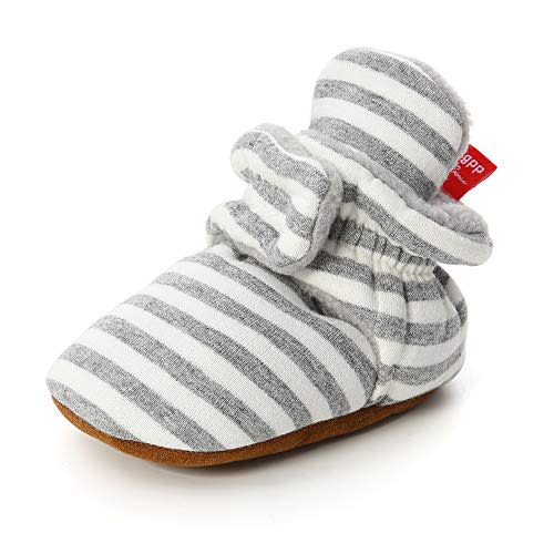 HsdsBebe Unisex Newborn Baby Cotton Booties Non-Slip Sole for Toddler Boys Girls Infant Winter Warm Fleece Cozy Socks Shoes