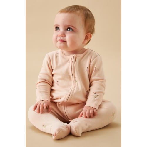 Print Zip One-Piece Footie Pajamas, 3-6M