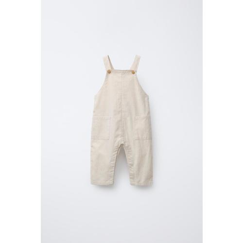 LONG LINEN BLEND OVERALLS - Light beige | ZARA United States