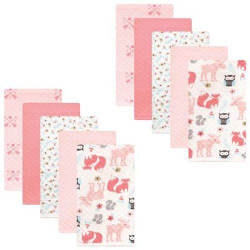 Hudson Baby Infant Girl Quilted Burp Cloths, Girl Forest, One Size