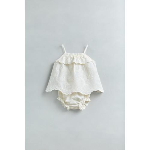 EMBROIDERED FLORAL BLOUSE AND BLOOMERS - Ecru | ZARA United States