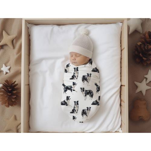 Border Collie Dog Baby Swaddle Blanket, Baby Gift, Dog Nursery, Puppy Bedroom Theme, Dog Mom, Border Collie Blanket, Gender Neutral Baby