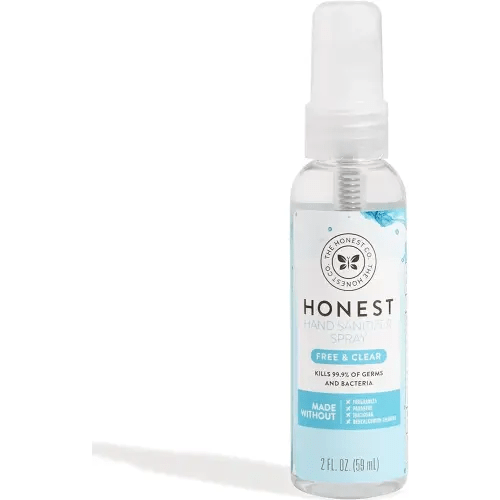The Honest Company Plant-Based Hand Sanitizer Spray | Kills 99.9% of Germs | Hypoallergenic, Quick-drying + Moisturizing | Fragrance Free, 2 fl oz