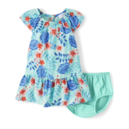Baby Girls Matching Family Tropical Ruffle Dress