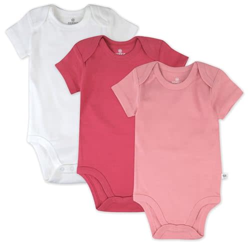 HonestBaby unisex-baby 3-pack Short Sleeve Bodysuits One-piece 100% Organic Cotton for Infant Baby Boys, Girls, Unisex
