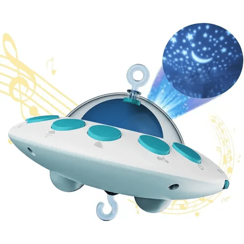 Eners Crib Mobile Music Box, Baby Mobile Spinner with Lights, Rotation, Moon and Star Projection, Crib Toys Attachments for Boys Girls (Music Box Blue)
