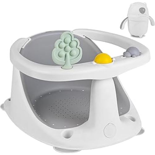 Baby Bath Seat for Babies 6 Months & Up - Bathtub Seats for Babies Sitting Up with Rinse Cup, Non-Slip, Comfortable, Infant Bath Essentials Gray