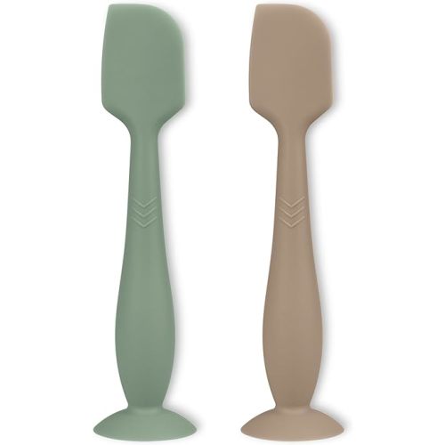 Diaper Cream Applicator Set - Soft Silicone Baby Butt Brush with Suction Base, Baby Butt Spatula, Full Size - Newborn Baby Essentials (2Packs-Natural/Sage)