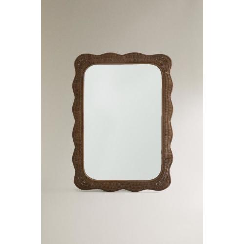 IRREGULAR RATTAN WALL MIRROR