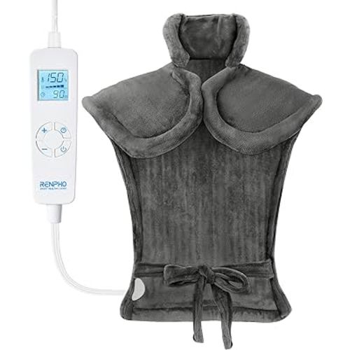 RENPHO Heating Pad for Back Pain Relief, Birthday Christmas Gifts for Women Men Mom Dad, FSA HSA Eligible, Electric Heat Pad for Neck and Shoulders, Auto Shut Off, ETL Certified, Large 24"x33", Gray