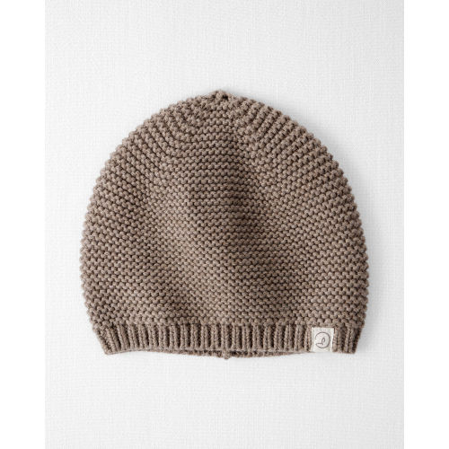 Baby Girl Organic Cotton Sweater Knit Cap - Brown, 3-9M