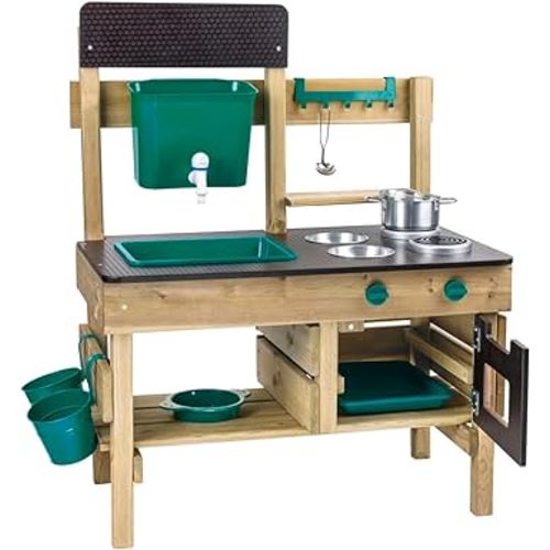 Hape Outdoor Kitchen | Mud Kitchen Wooden Toy Playset With Accessories, for Children Ages 3+ Years