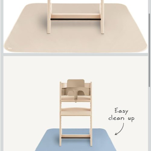 mushie Baby Splat Mat 42.5x42.5 Inch (Fog) | Water Resistant for Under High Chair and Infant Play