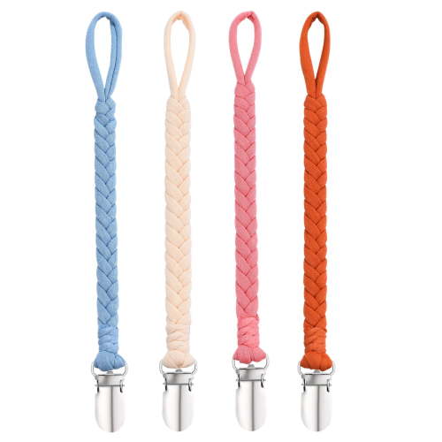 BASICSLIFE Pacifier Clips for Baby Girl, 4 Pack BPA Free Pacifiers Holders Leashes for Teether Toy or Soothie, Fits All Pacifiers Baby Teething Toys, (for Girl)