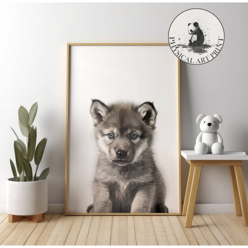 Wolf Cub Wall Art - PHYSICAL PRINT , Animal Illustration, Nursery Wall Decor, Infant Nursery Art, Matte Poster