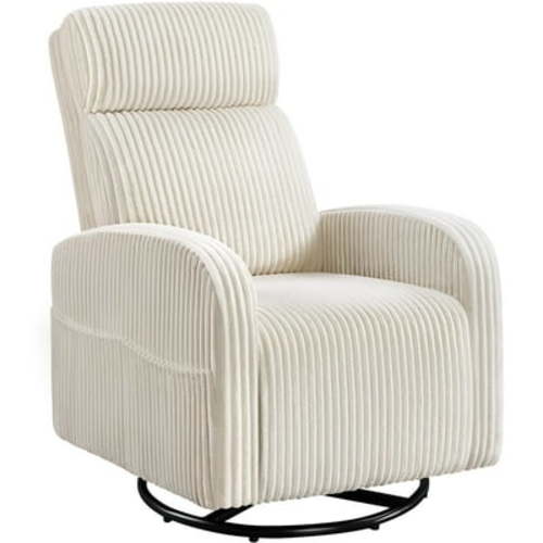 Yaheetech Corduroy Swivel Nursery Glider Chair for Living Room, Beige
