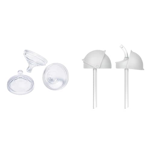 Boon Nursh Silicone Baby Bottle Nipples and Straw Sippy Cup Lids for Boon Nursh Bottles - 3 Count Extra Slow Flow Nipples and 2 Count Conversion Straw Tops