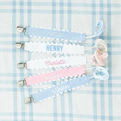 Pacifier Clips // Paci Clip, Monogram Pacifier Clip, Pacifier Holder, Embroidered Custom Name, Personalized Baby Gift, Baby Girl, Baby Boy