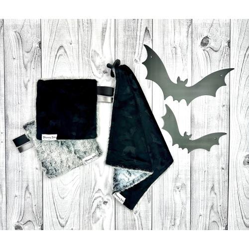 Halloween Bat Binky Blanket and Crinkle Lovey / Sensory Toy