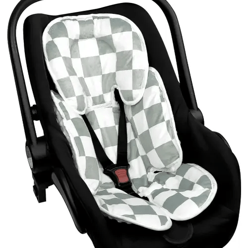 DILIMI Infant Car Seat Insert, 2-in-1 Carseat Head Support for Newborn, Soft Baby Head Support for Car Seat, Stroller, Bouncers, Green Checkered