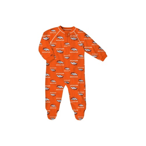 Baby Newborn Orange Denver Broncos Allover Print Raglan Full-Zip Jumper, 6-9M, Orange