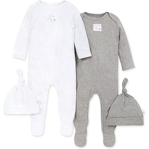Burt's Bee Baby Infant Boys' 100% Organic Cotton Long Sleeve Jumpsuit with Hat