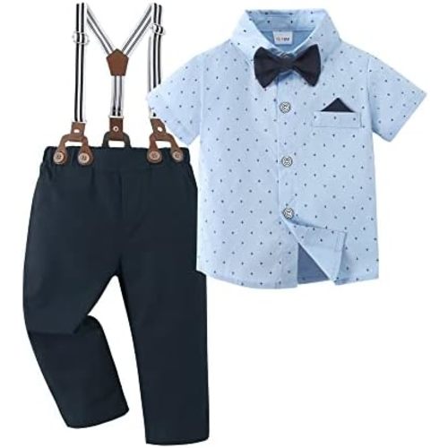 DISAUR Baby Boy Clothes Suits Toddler Dress Shirt With Bowtie Suspender Pants Outfit Sets Gentleman Wedding 1-6 Years