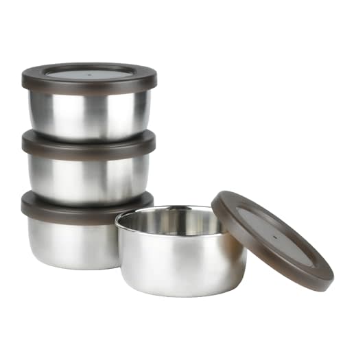 Iyulania 8.5 oz Stainless Steel Lidded Bowls, 4 Pack Unbreakable Small bowls with BPA-free Plastic Lids for Meal Prep, Cooking, Snacks, Leftovers