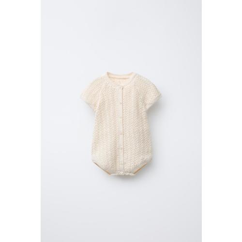 CROCHET KNIT ROMPER - Ecru | ZARA United States
