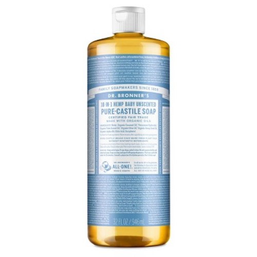 Dr. Bronner's 18-in-1 Hemp Baby Pure Castile Liquid Soap - Unscented - 32 Fl Oz