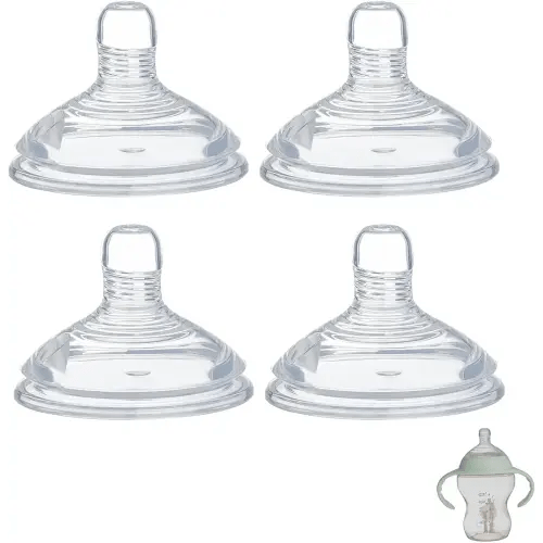 Paquete de 4 pezones de biberón compatibles con botella natural Tommee Tippee, pezones de silicona suave de repuesto, similares al pecho con válvula anticólica (M, flujo medio)